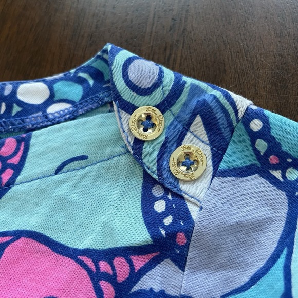 Lilly Pulitzer Women L Alida Boatneck 3/4 Sleeve Top Multi Sea Jewels Blue Pink - Picture 8 of 14